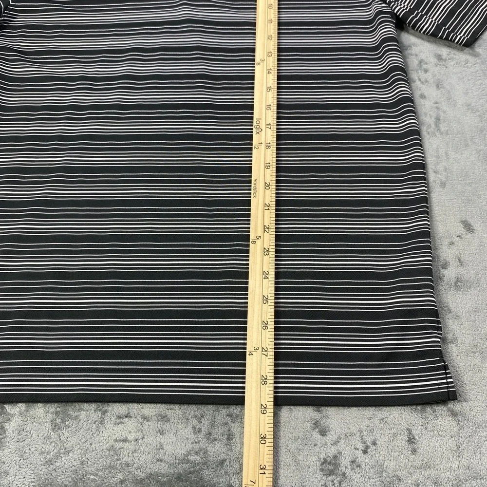 Nike Dri Fit Golf Polo Shirt Mens Medium Black Striped Performance Athletic Wick